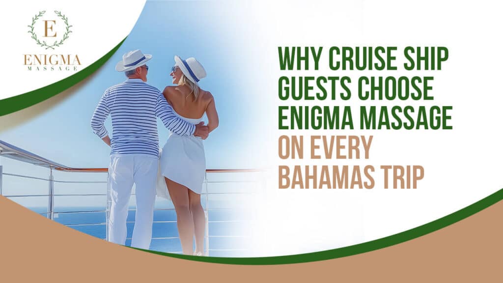 Cruise ship passengers enjoying a relaxing couples massage at Enigma Massage in Nassau Bahamas.