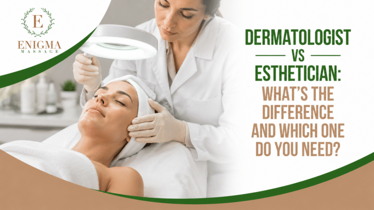 Dermatologist examining a client's skin during a professional skincare consultation