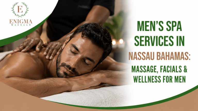 Man enjoying a relaxing massage at a luxury men's spa in Nassau, Bahamas offering massage therapy, facials, and wellness treatments.